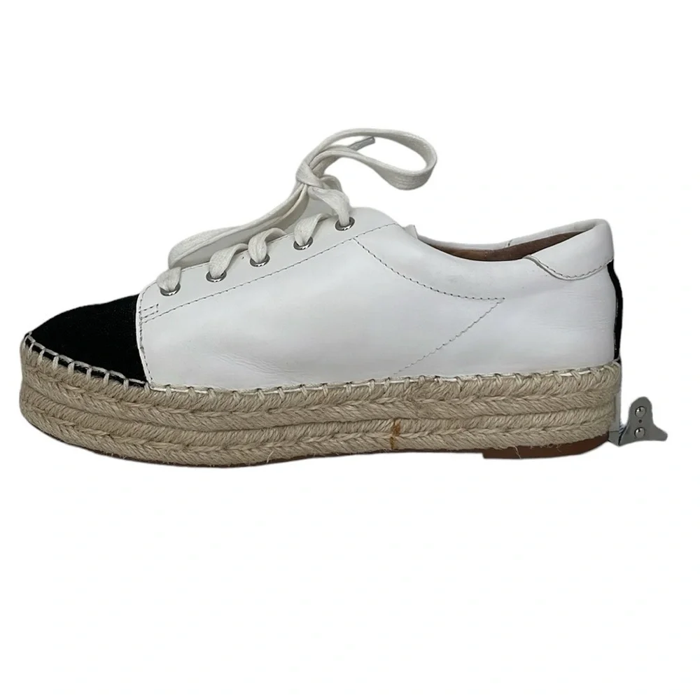 Linea Paolo Sneakers Women's 7.5 White Leather Espadrille Lace Up Shoes